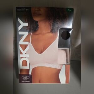 DKNY 2-Pack Women's Seamless Bra, Size Medium, Soft Stretch, JavaPerl/Pink, New